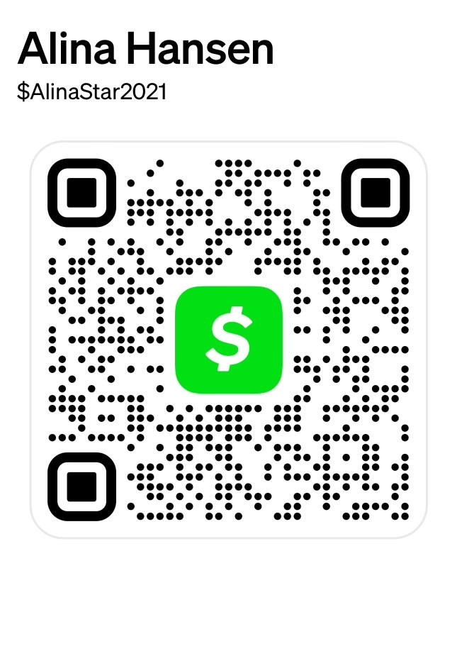 Cash App QR code for Alina Hansen, $AlinaStar2021